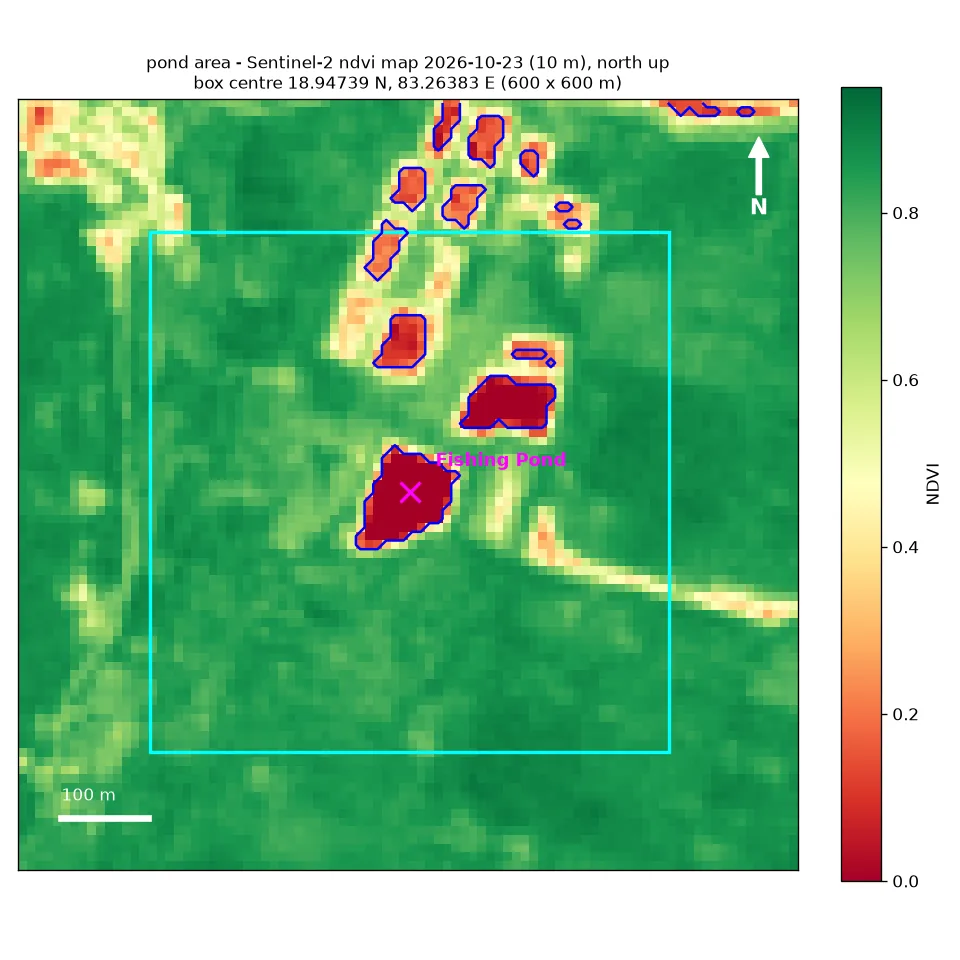 greenness map of the Nilabadi Fishing Pond plot
