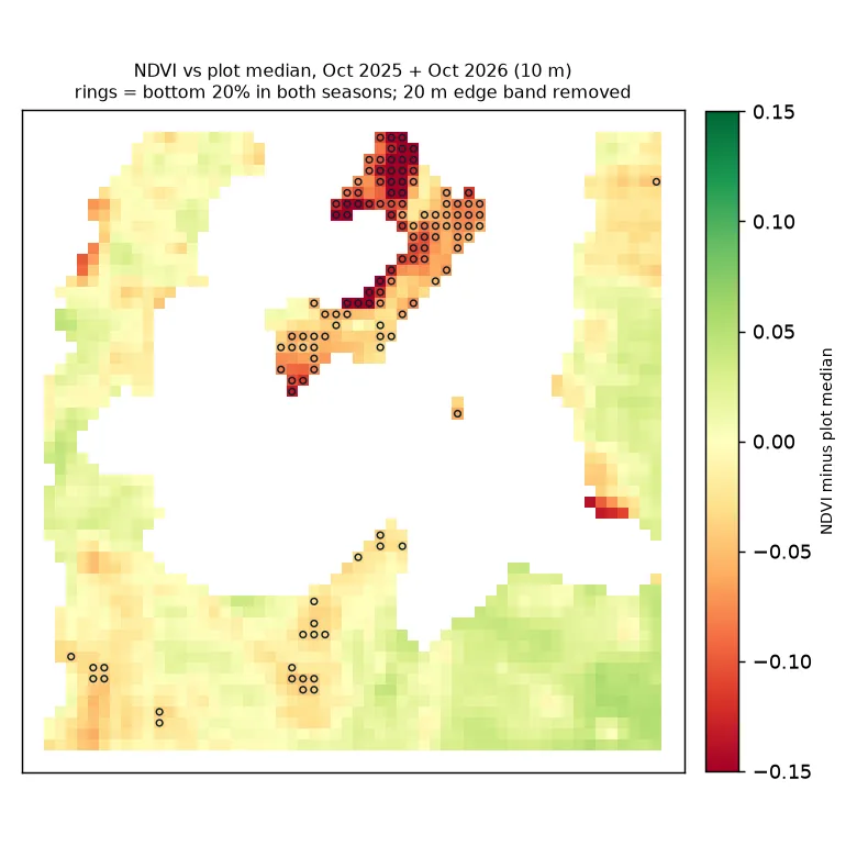 Weak-patch map, Fishing Pond plot